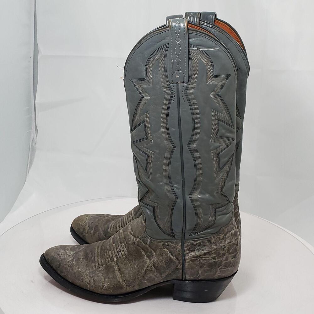 El Dorado 9342 Western Boots Men 7.5 D Gray Leather Pointed Toe Handmade USA